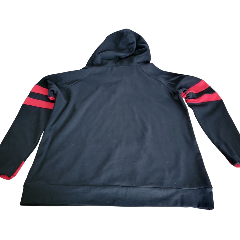 Womens Hoodie Black With Red Details Slim Fit Double Hood Fits Sz 1X/2X - Picture 11 of 14